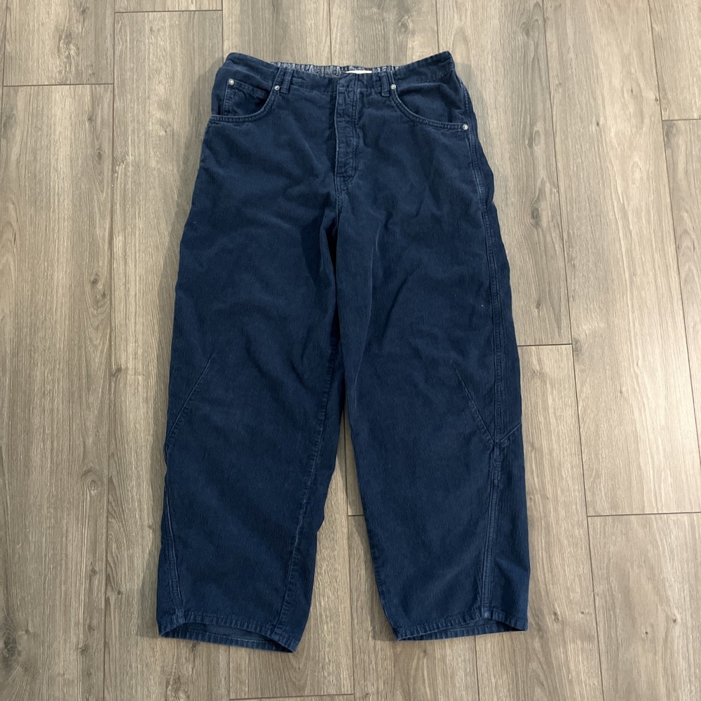 We The Free Corduroy Pants Mens 30 Elastic Waist Pockets Blue 100% Cotton